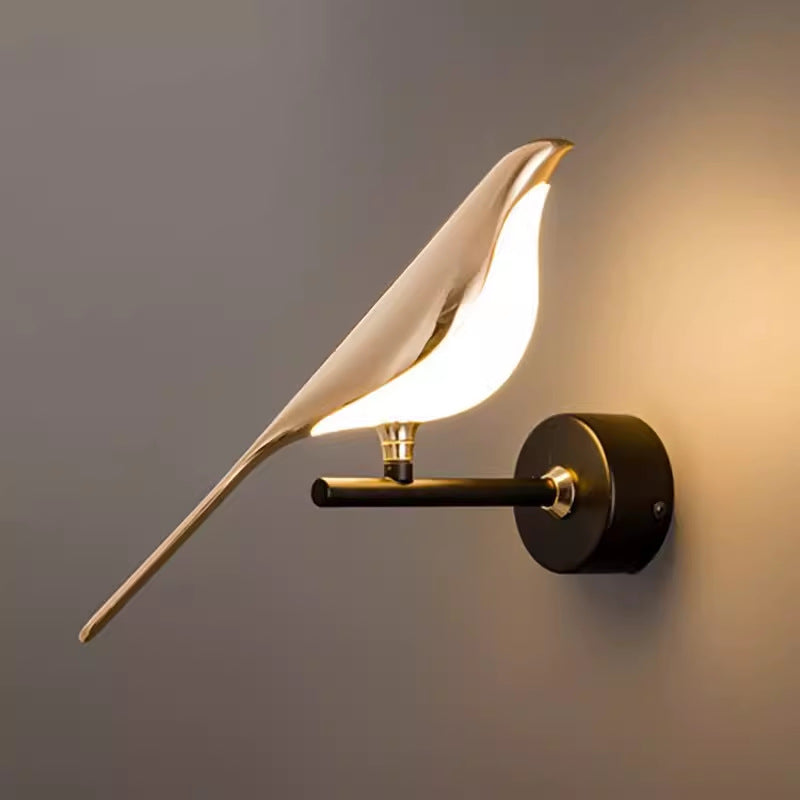 Creative bird wall lamp for bedroom bedside