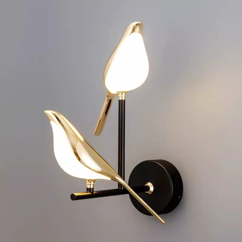 Creative bird wall lamp for bedroom bedside